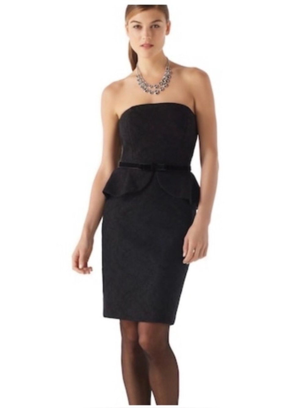 WHITE HOUSE BLACK MARKET Lace Strapless Peplum Pencil Cocktail Dress Size 4